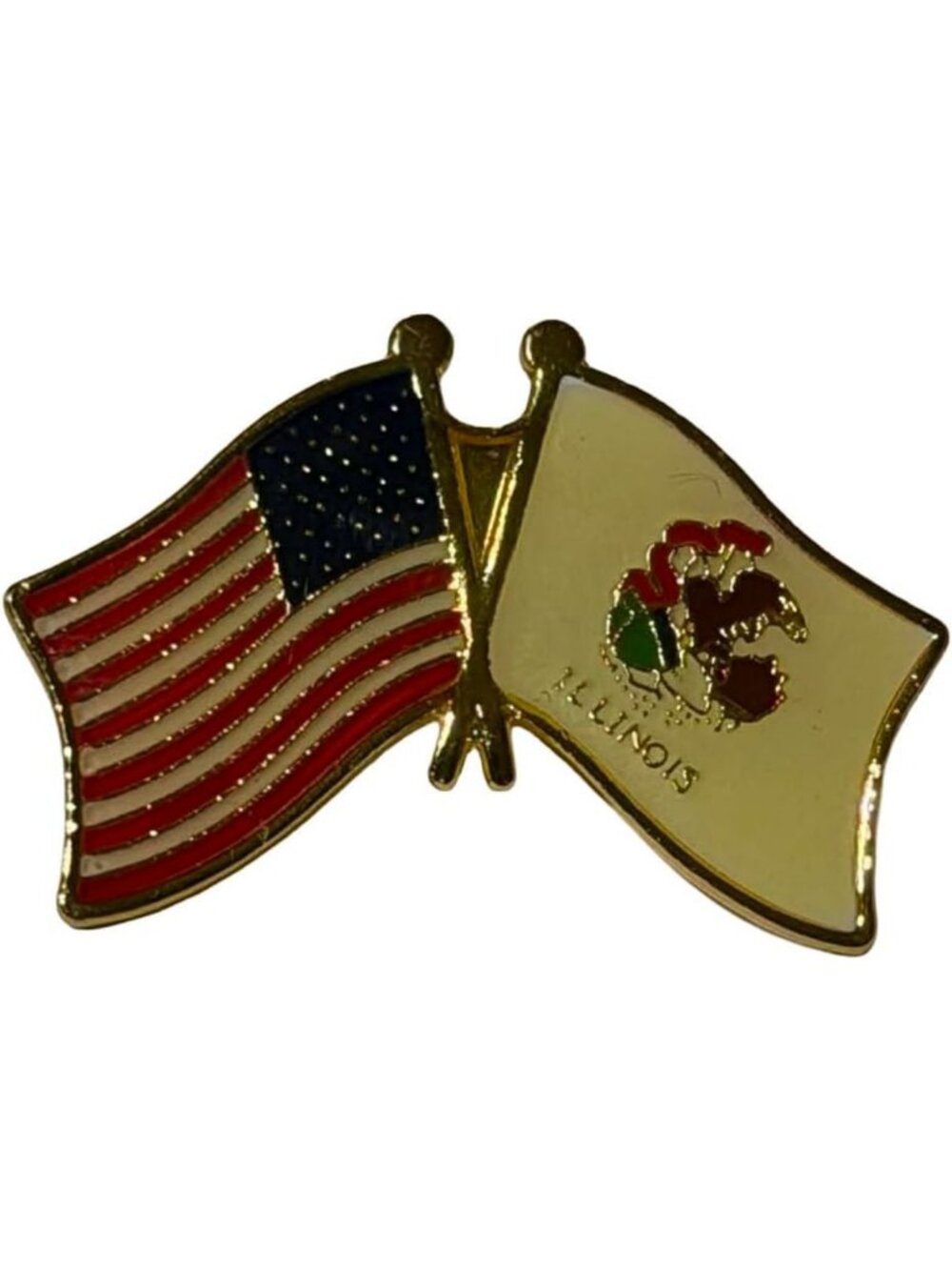 50 USA & Illinois Flags Motorcycle Hat Cap Lapel Pins - Perfect for Collectors!